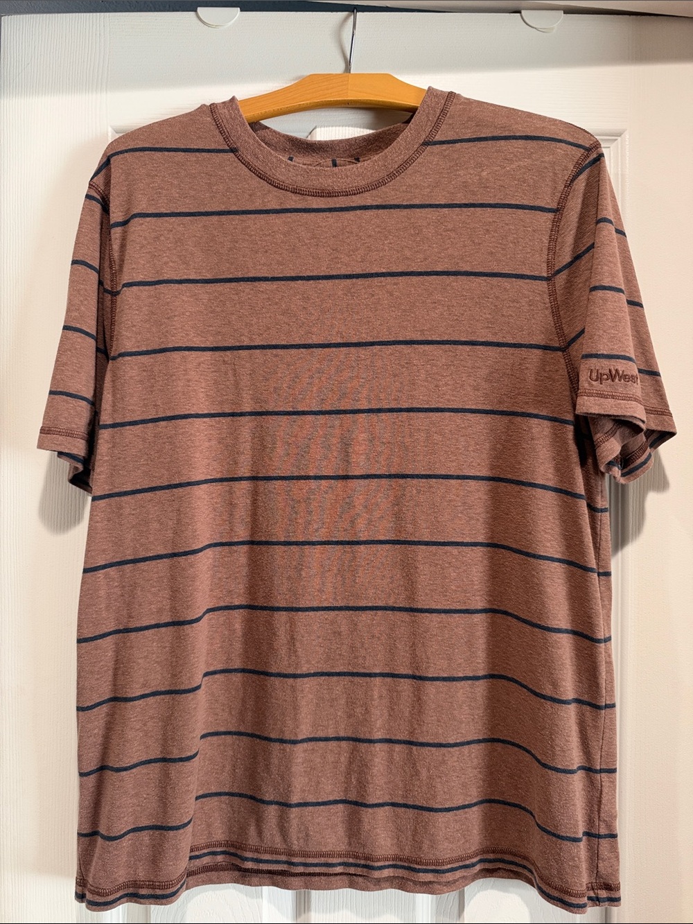 UpWest- Men's Rust Brown Striped Crew Neck T‑Shirt